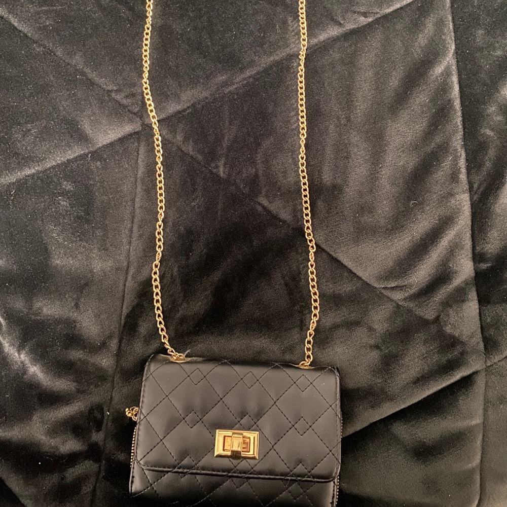Black and gold crossbody / shoulder purse